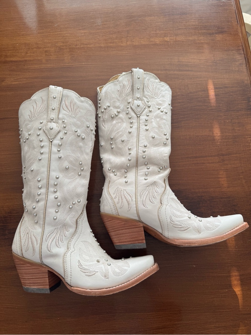 Ariat Cream Studded Western Heeled Boots for Women